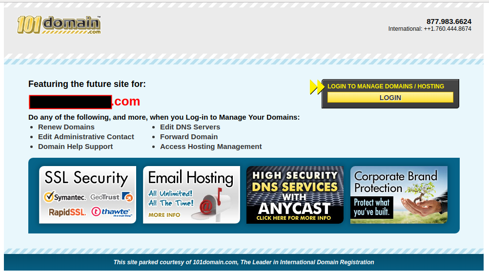 101 Domains parked page